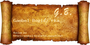 Gaebel Boglárka névjegykártya